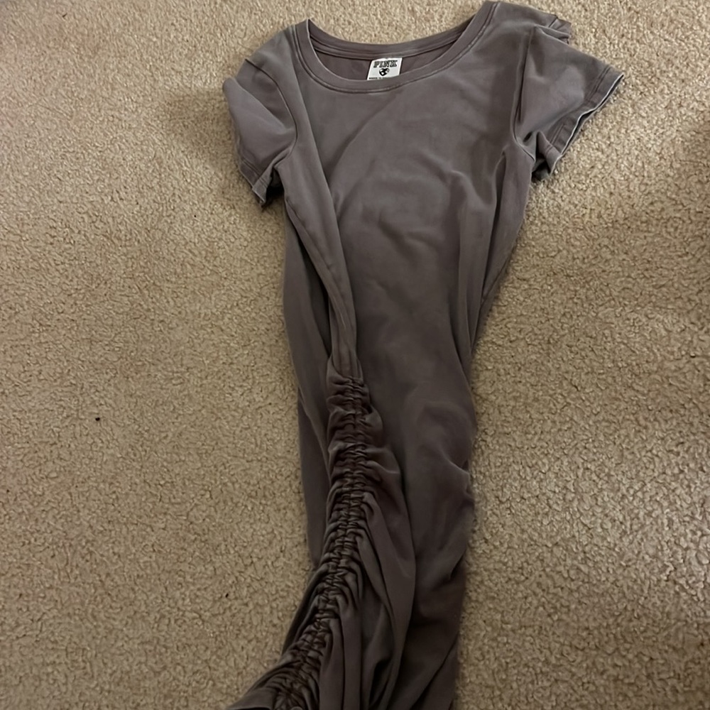 PINK- tee shirt dress- synched at the sides and comfortable material!